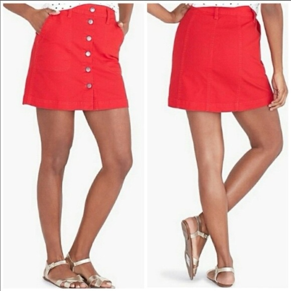Xray Red Button Down Jean Skirt